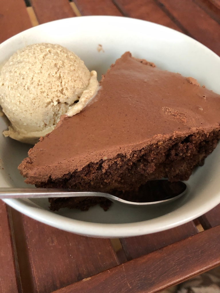 chocolate cake and ice cream